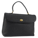BALLY Quilted Hand Bag Leather Black gold Auth 154581-1