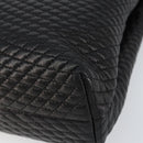 BALLY Quilted Hand Bag Leather Black gold Auth 154581-9