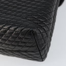 BALLY Quilted Hand Bag Leather Black gold Auth 154581-15