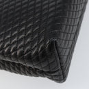 BALLY Quilted Hand Bag Leather Black gold Auth 154581-16