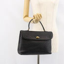 BALLY Quilted Hand Bag Leather Black gold Auth 154581-24