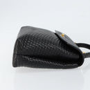 BALLY Quilted Hand Bag Leather Black gold Auth 154581-3