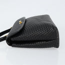 BALLY Quilted Hand Bag Leather Black gold Auth 154581-4