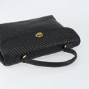 BALLY Quilted Hand Bag Leather Black gold Auth 154581-6