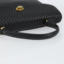 BALLY Quilted Hand Bag Leather Black gold Auth 154581-7