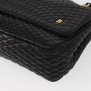 BALLY Quilted Chain Shoulder Bag Leather Black Gold Auth 154582-11