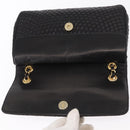 BALLY Quilted Chain Shoulder Bag Leather Black Gold Auth 154582-15