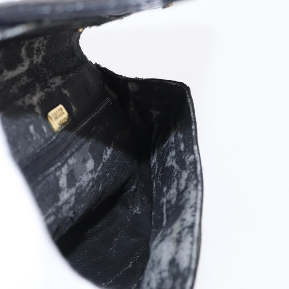 BALLY Quilted Chain Shoulder Bag Leather Black Gold Auth 154582