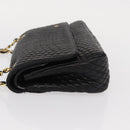 BALLY Quilted Chain Shoulder Bag Leather Black Gold Auth 154582-5