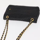 BALLY Quilted Chain Shoulder Bag Leather Black Gold Auth 154582-6