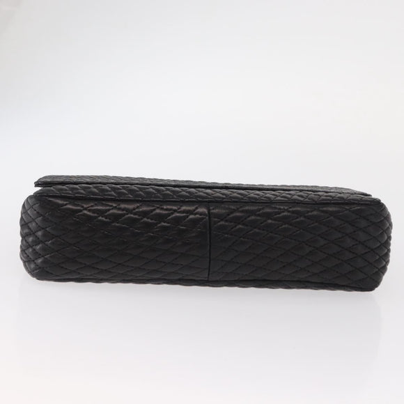 BALLY Quilted Chain Shoulder Bag Leather Black Gold Auth 154582