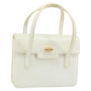 GUCCI Hand Bag Leather White Gold Auth 154583-1