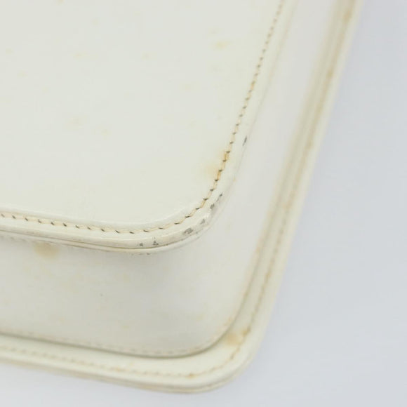 GUCCI Hand Bag Leather White Gold Auth 154583