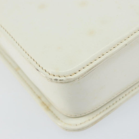 GUCCI Hand Bag Leather White Gold Auth 154583