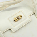 GUCCI Hand Bag Leather White Gold Auth 154583-17