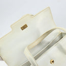GUCCI Hand Bag Leather White Gold Auth 154583-10
