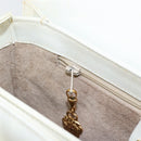 GUCCI Hand Bag Leather White Gold Auth 154583-21