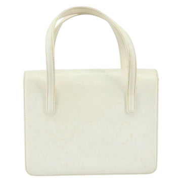 GUCCI Hand Bag Leather White Gold Auth 154583 - 0