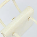 GUCCI Hand Bag Leather White Gold Auth 154583-6