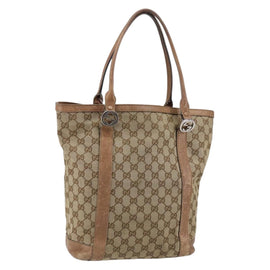 GUCCI GG Canvas Miss GG Tote Bag Beige Silver 342591 Auth 154584