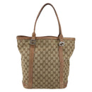 GUCCI GG Canvas Miss GG Tote Bag Beige Silver 342591 Auth 154584-2