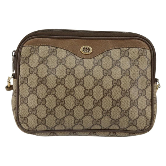 GUCCI GG Supreme Shoulder Bag PVC Beige Gold 97 02 068 Auth 154585