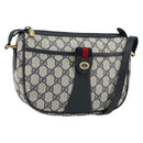 GUCCI GG Supreme Web Sherry Line Bag PVC Navy Gold 89 02 032 Auth 154586-1