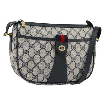 GUCCI GG Supreme Web Sherry Line Bag PVC Navy Gold 89 02 032 Auth 154586