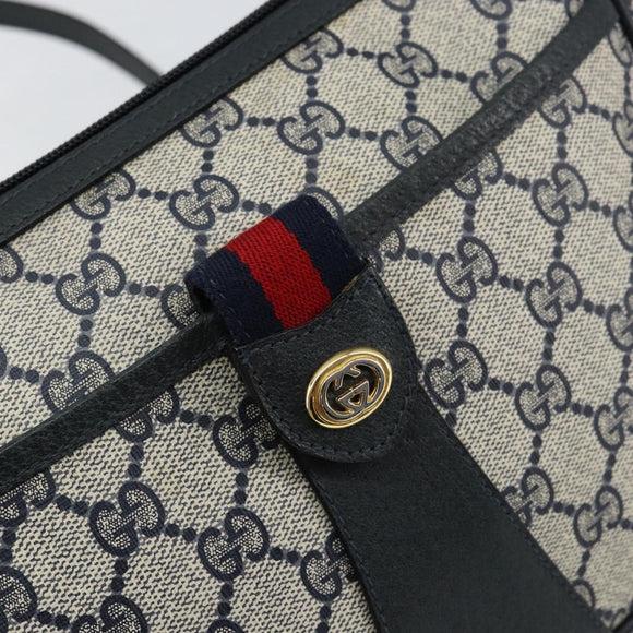 GUCCI GG Supreme Web Sherry Line Bag PVC Navy Gold 89 02 032 Auth 154586