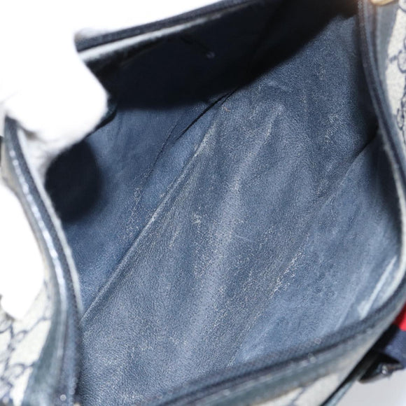 GUCCI GG Supreme Web Sherry Line Bag PVC Navy Gold 89 02 032 Auth 154586