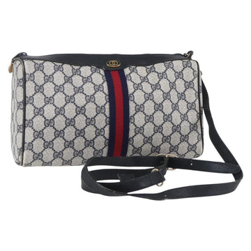 GUCCI GG Supreme Sherry Line Shoulder Bag PVC Navy Gold 010 378 Auth 154587