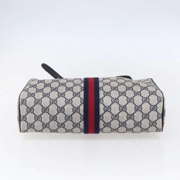 GUCCI GG Supreme Sherry Line Shoulder Bag PVC Navy Gold 010 378 Auth 154587