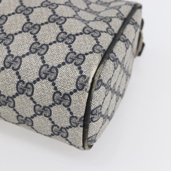 GUCCI GG Supreme Sherry Line Shoulder Bag PVC Navy Gold 010 378 Auth 154587