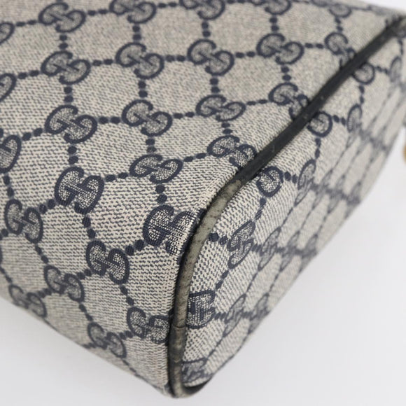 GUCCI GG Supreme Sherry Line Shoulder Bag PVC Navy Gold 010 378 Auth 154587