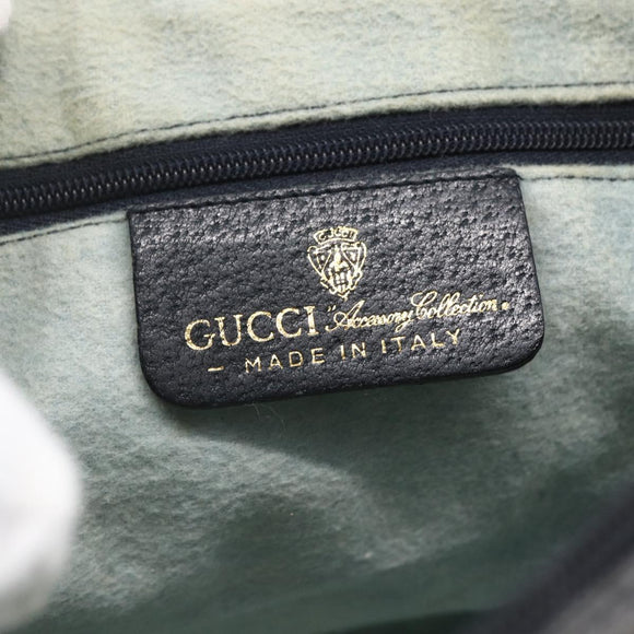 GUCCI GG Supreme Sherry Line Shoulder Bag PVC Navy Gold 010 378 Auth 154587