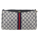 GUCCI GG Supreme Sherry Line Shoulder Bag PVC Navy Gold 010 378 Auth 154587-2