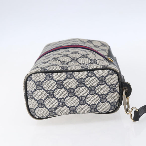 GUCCI GG Supreme Sherry Line Shoulder Bag PVC Navy Gold 010 378 Auth 154587