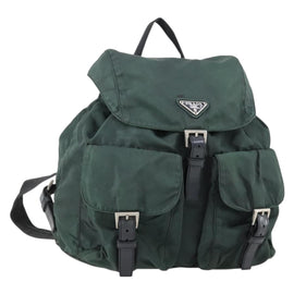 PRADA Backpack Nylon Green Silver Auth 154589