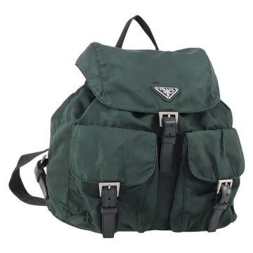 PRADA Backpack Nylon Green Silver Auth 154589