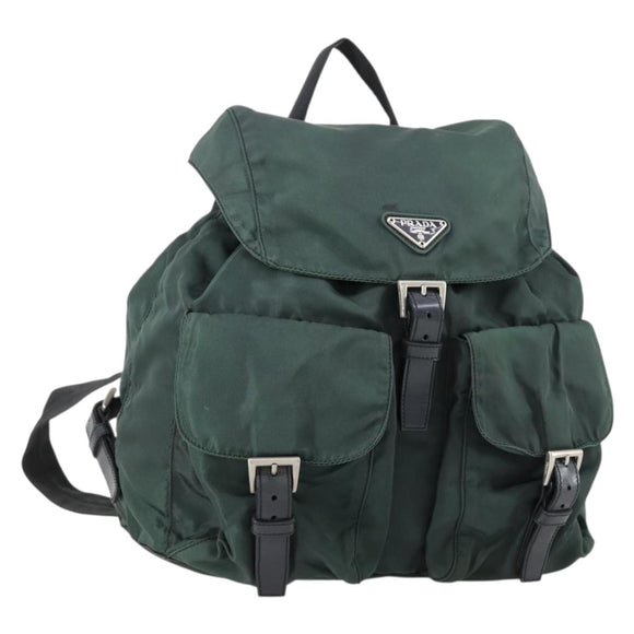 PRADA Backpack Nylon Green Silver Auth 154589