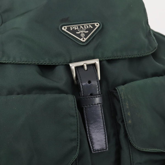 PRADA Backpack Nylon Green Silver Auth 154589