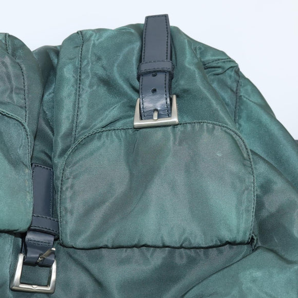 PRADA Backpack Nylon Green Silver Auth 154589