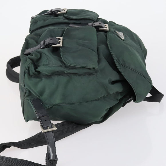 PRADA Backpack Nylon Green Silver Auth 154589