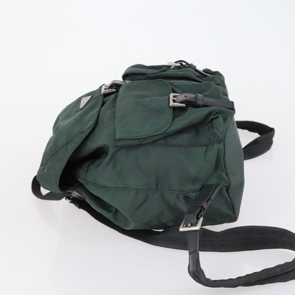 PRADA Backpack Nylon Green Silver Auth 154589