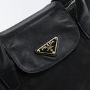 PRADA Hand Bag Nylon Black Gold Auth 154590-14