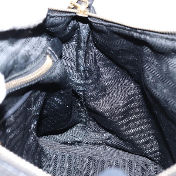 PRADA Hand Bag Nylon Black Gold Auth 154590
