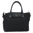 PRADA Hand Bag Nylon Black Gold Auth 154590-2