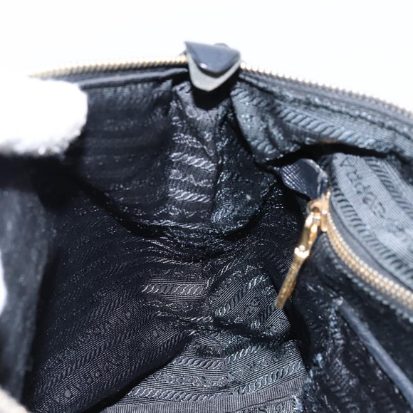 PRADA Hand Bag Nylon Black Gold Auth 154590