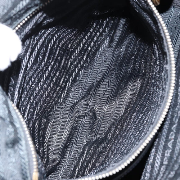 PRADA Hand Bag Nylon Black Gold Auth 154590