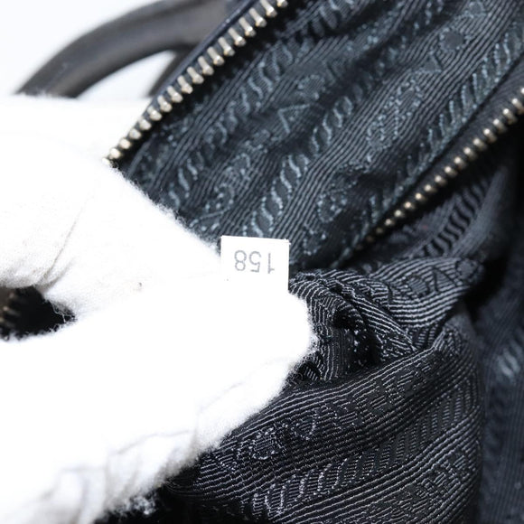 PRADA Hand Bag Nylon Black Gold Auth 154590